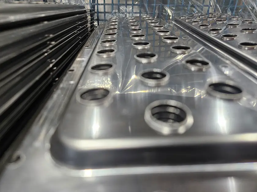 shiny metal panels